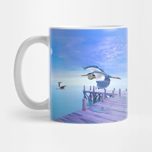 Grey Herons and Morning Moon Mug